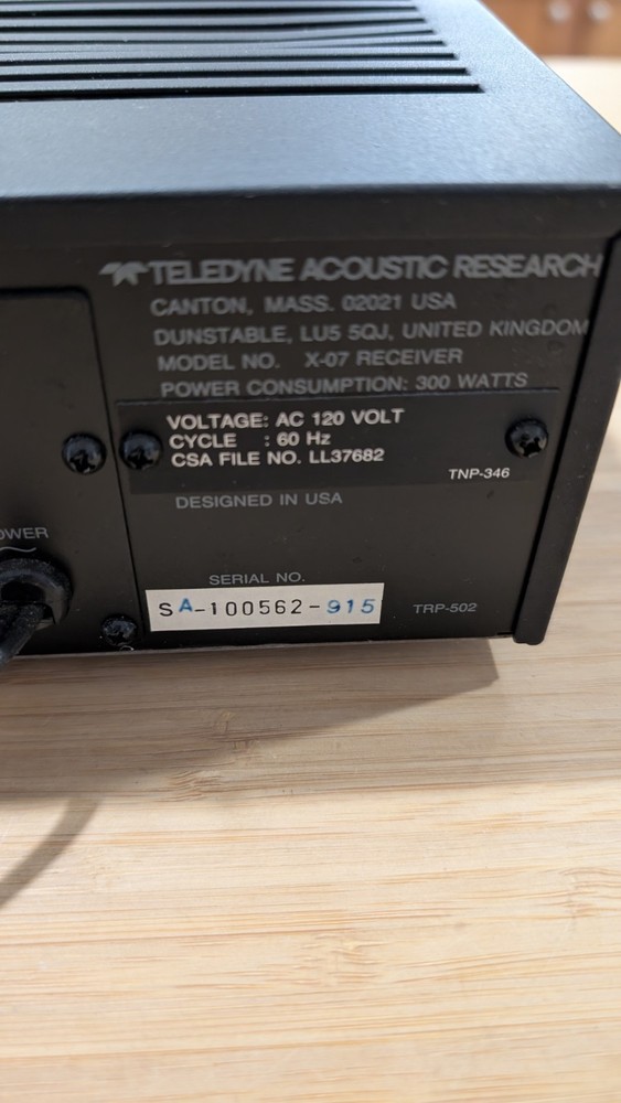 Acoustic Research X-07 Receiver