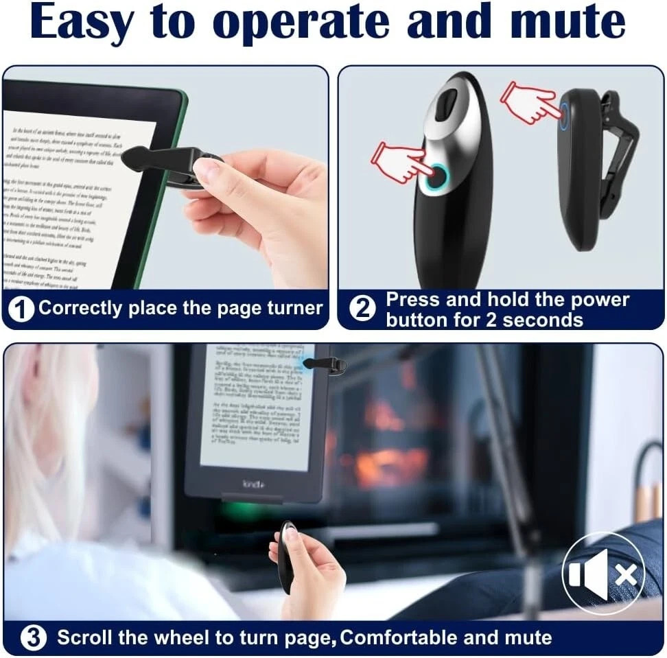 Remote Control Page Turner for Kindle Mute Scroll Wheel Clicker Remote Scrolling