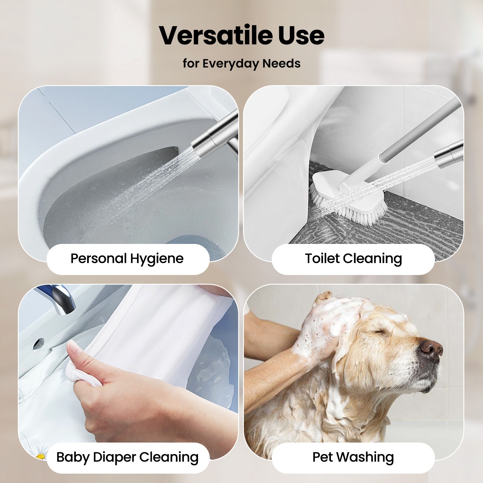 Stainless Steel Brushed Nickel Bidet Sprayer with Shattaf Adapter and Hose