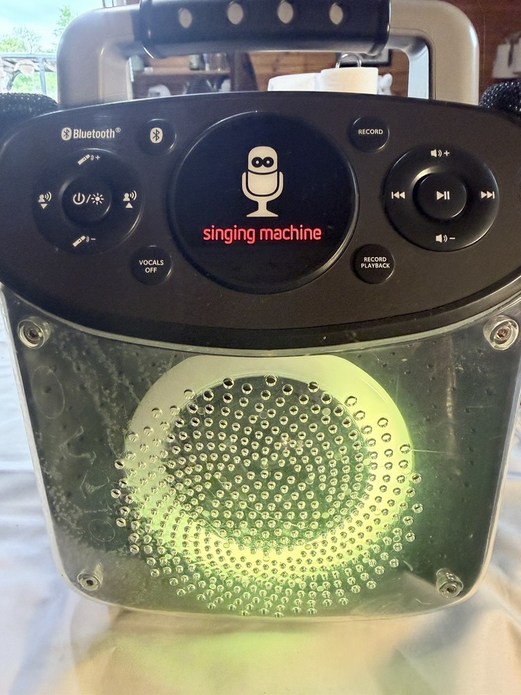 Singing Machine SML294BK Bluetooth Karaoke System 2 Mics USB-C Tested