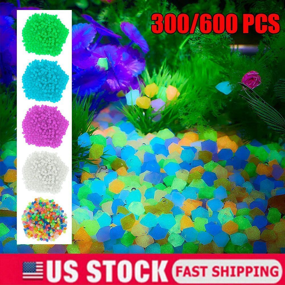 600/300x Glow in The Dark Pebbles Garden Glowing Rocks Fish Tank Luminous Stones