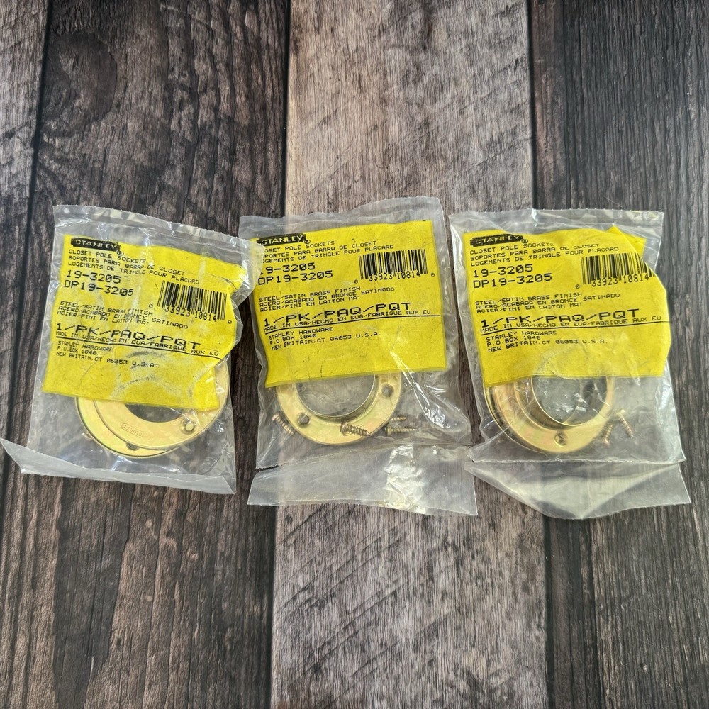 STANLEY CLOSET POLE SOCKETS 19-3205 Brass