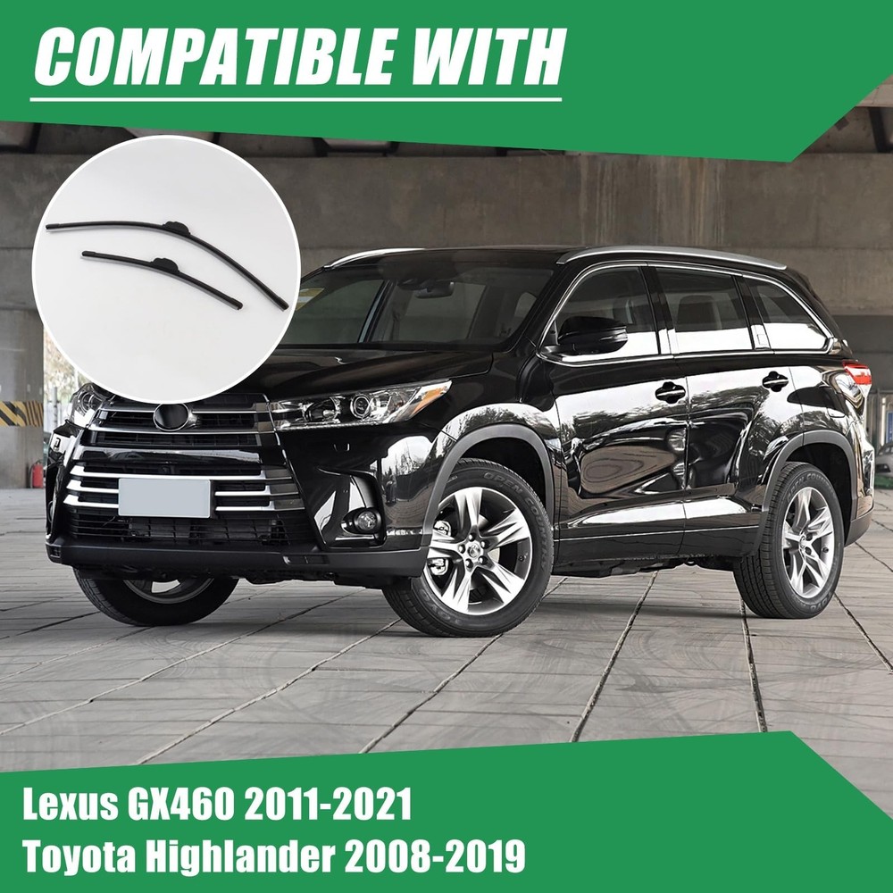 Double Sided Rubber Strips windshield wipers, Replace for 2008-2019 Highlande...