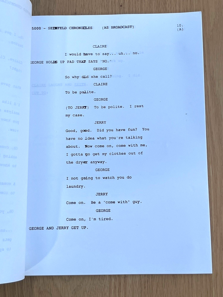 The Seinfeld Chronicles Pilot 1st Episode Original TV Sitcom As Broadcast Script