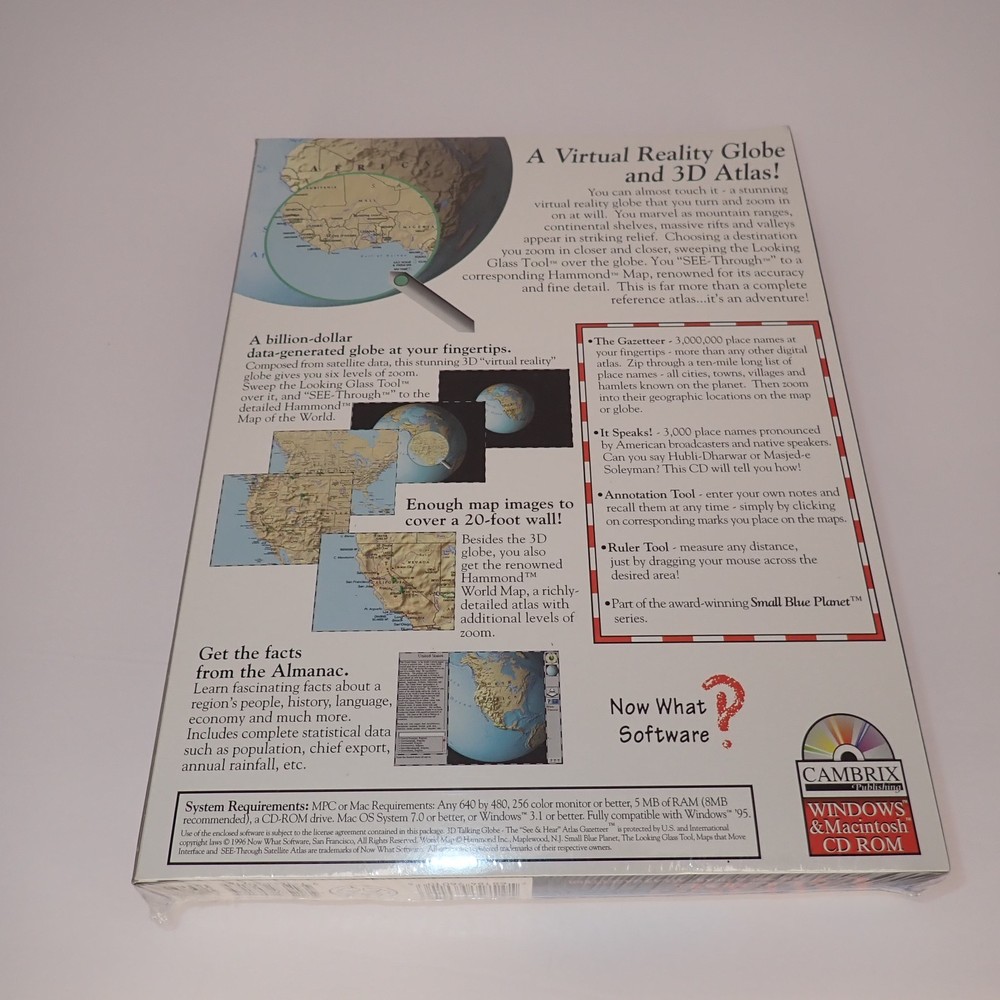 3D Talking Globe CD-ROM Small Blue Planet Windows & Macintosh New Sealed