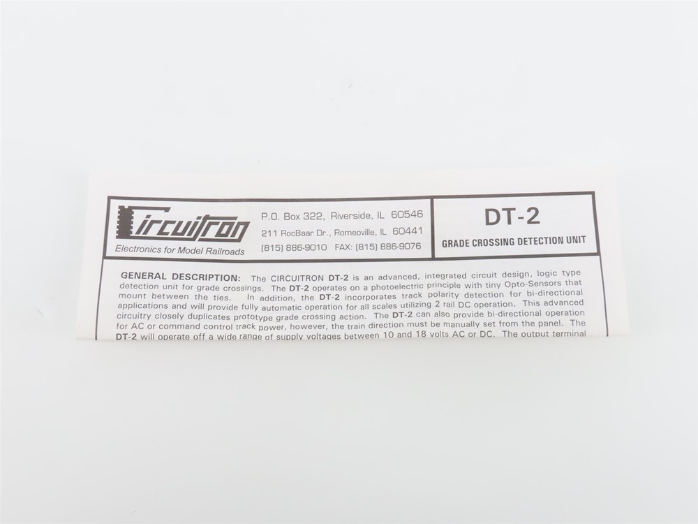 CIRCUITRON #800-5202 DT-2 Logic Grade Crossing Detector