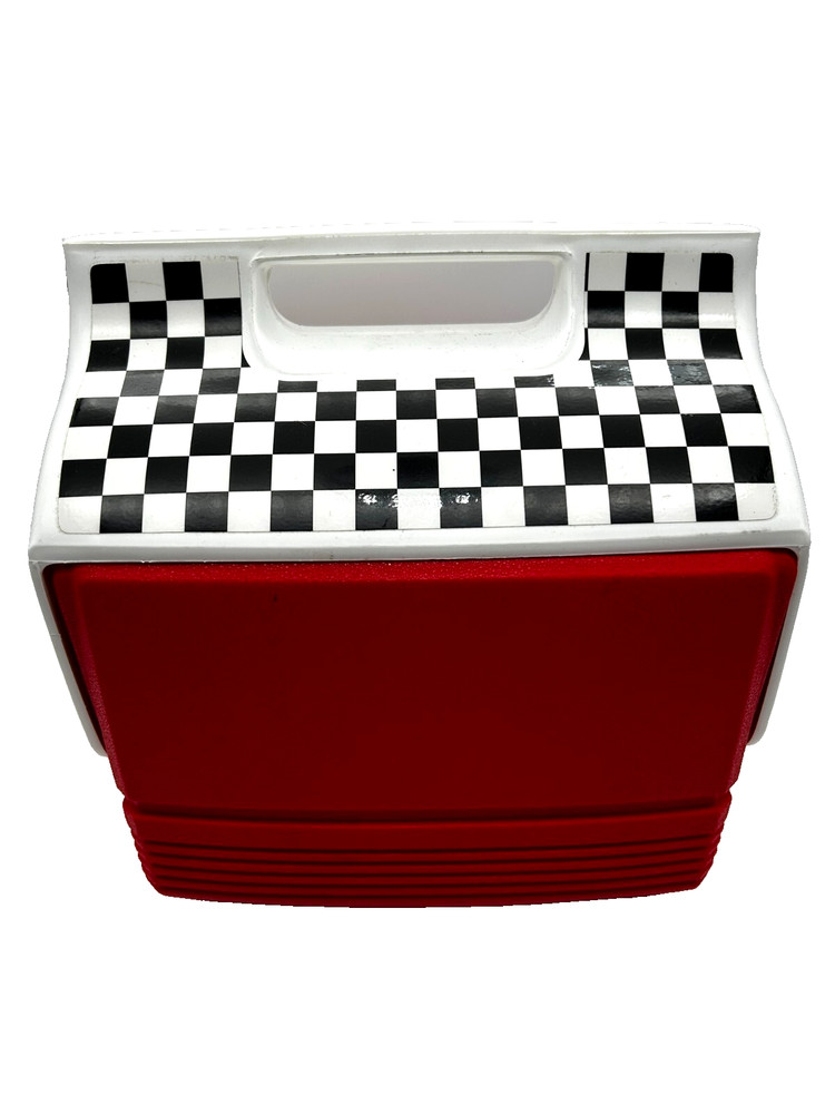 Igloo Black and White Checkered Red Cooler Side Button