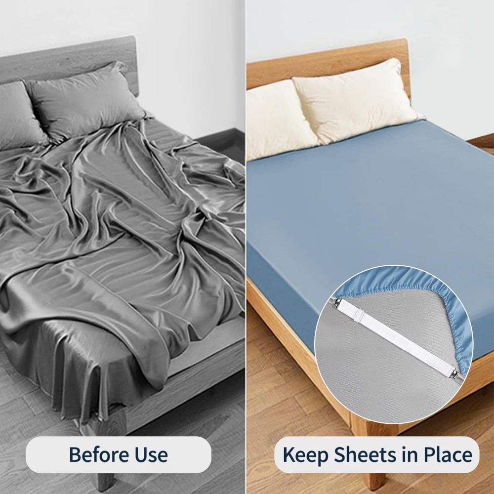 Bed Sheet Straps, Adjustable Elastic Fitted Sheet Corner Holders Straps