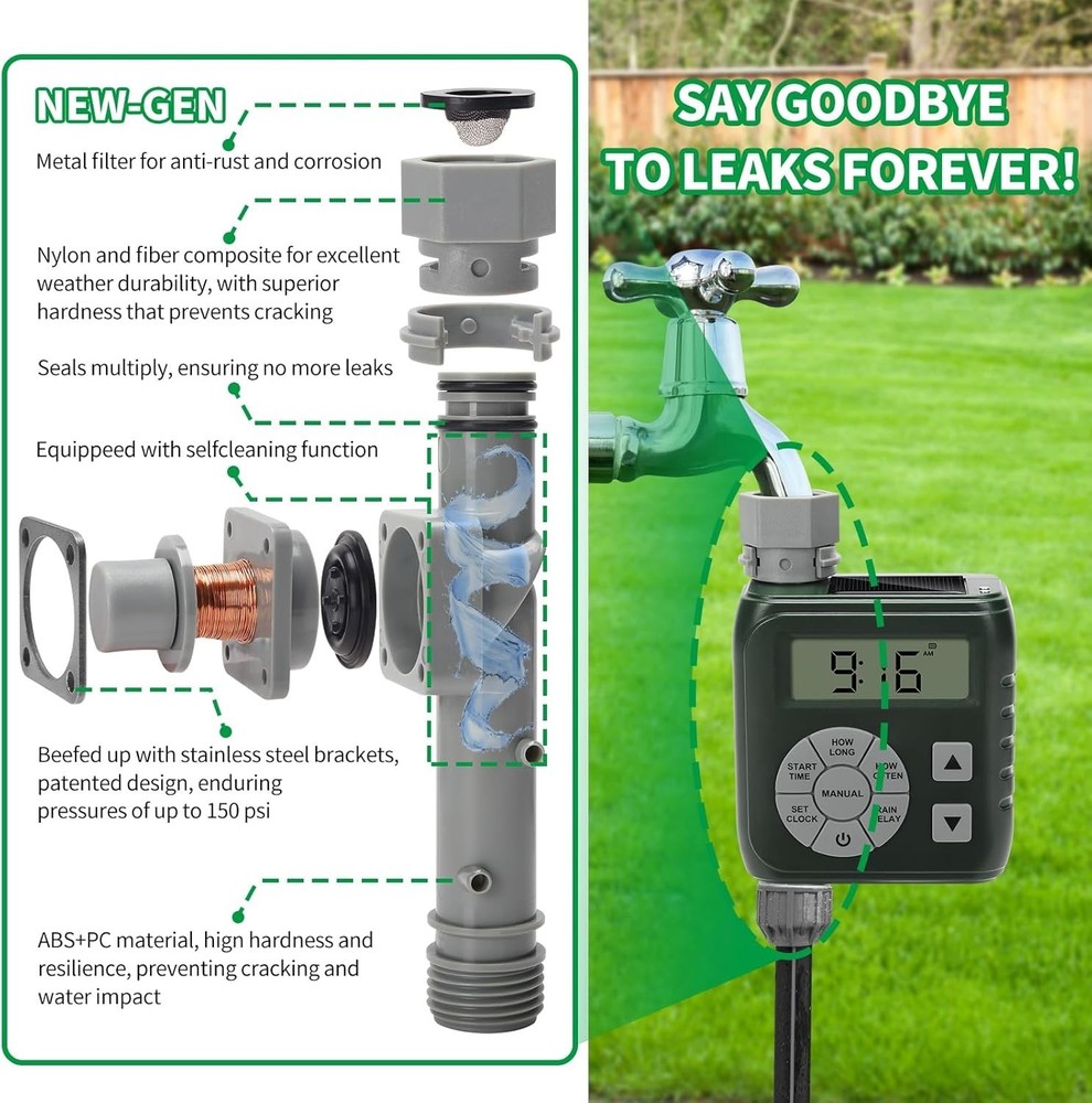 Zuomeng Sprinkler Timer Programmable Irrigation Water Timer Garden Hose (Green)