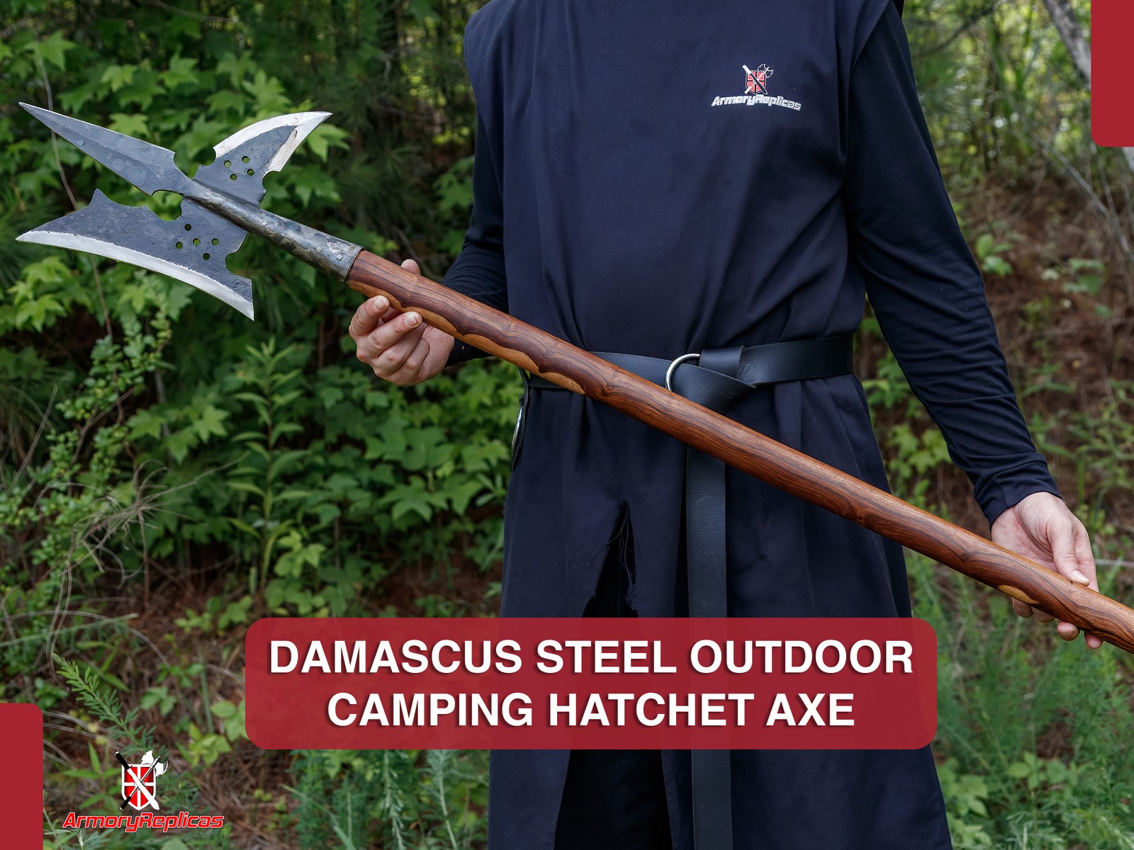 Halberd Renaissance Replica Hand Forged Iron Steel Spike Medieval Polearm 47inch