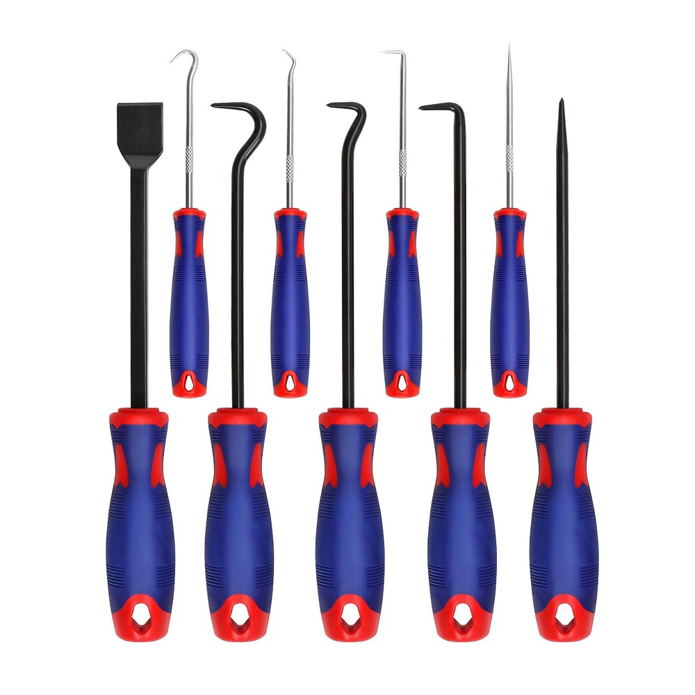 WORKPRO 9Pcs Precision Pick & Hook Set with Scraper, Small, Multicolor