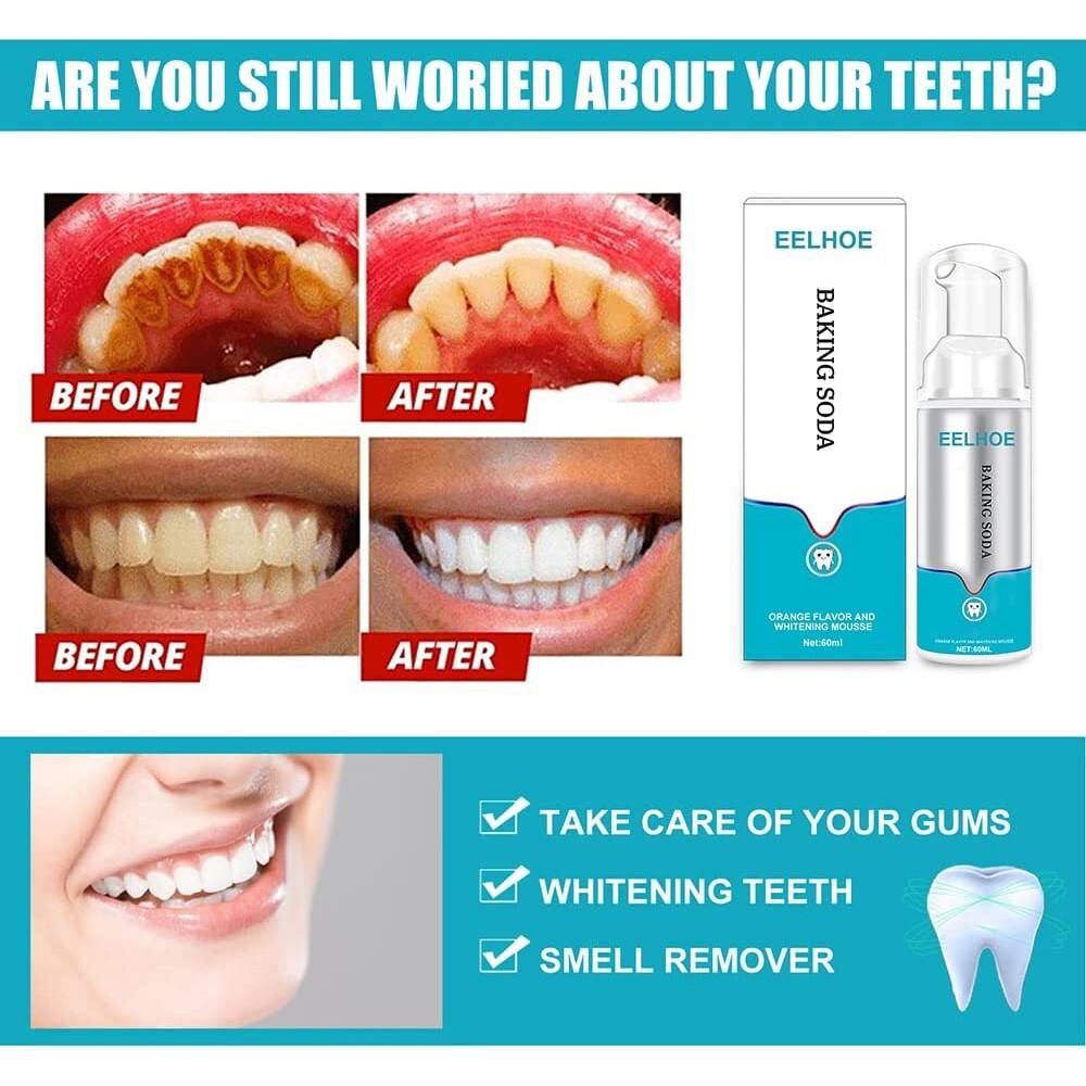 Stain Remove Deep Cleaning Foam Toothpaste Baking Soda Teeth Whitening Brightify