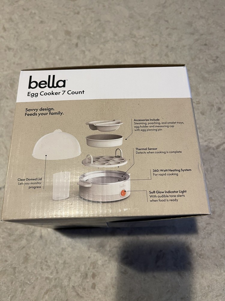 bella Electric Egg Cooker 7 Eggs Capacity Tray Single Stack for Poached Scram...