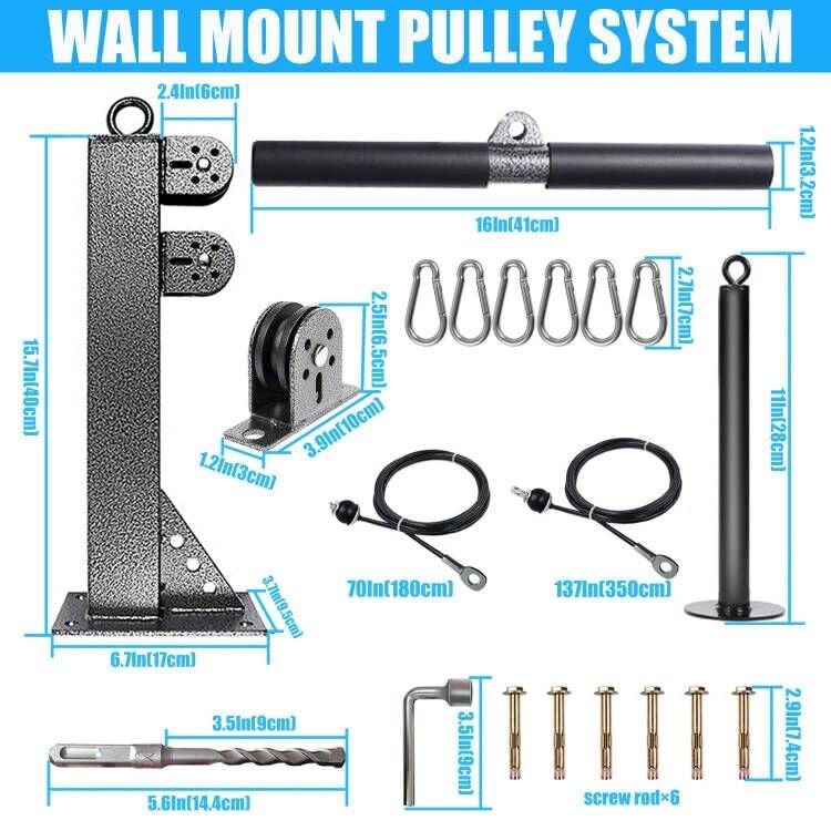 Wall Mount Pulley System for Gym - Lat Pull Down & Low Row Cable Machine