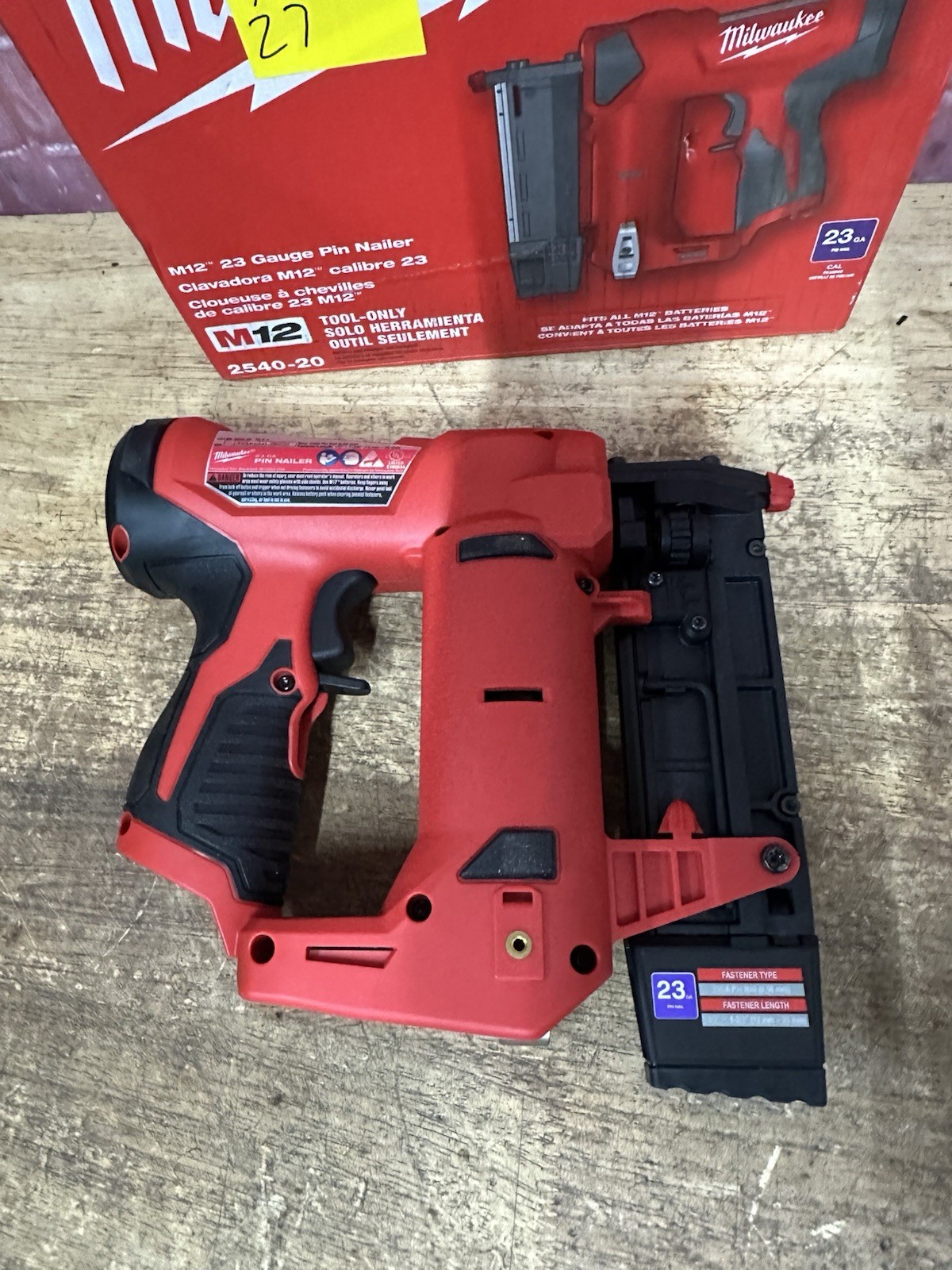 Milwaukee M12 23 Gauge Cordless Pin Nailer Tool (2540-20) Tool Only (Open Box)