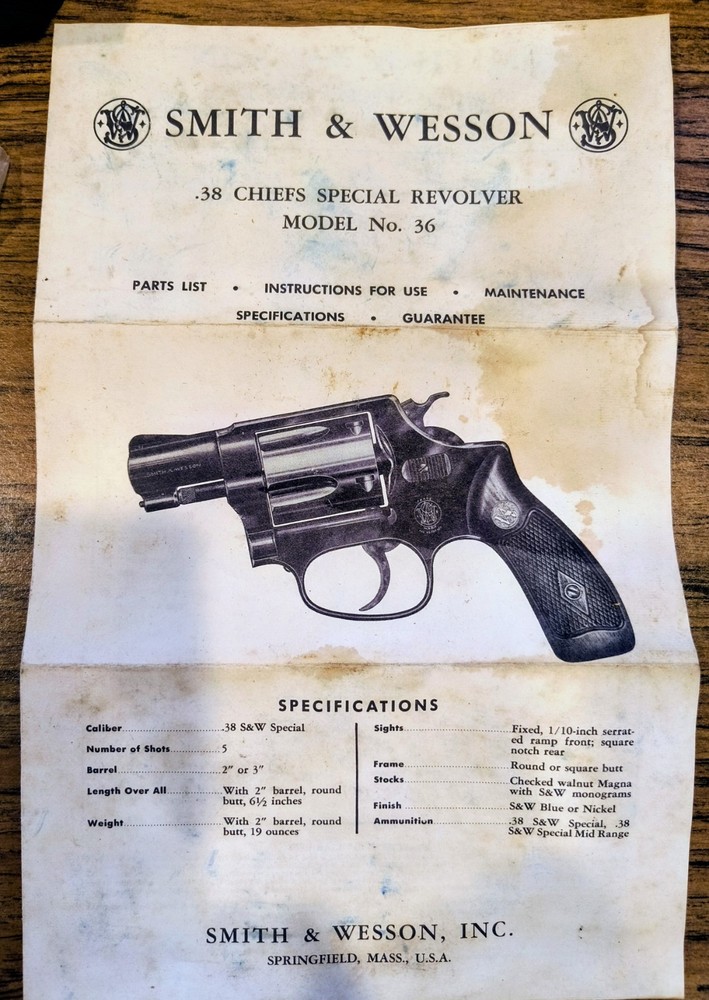 Smith & Wesson .38 Chiefs Special Mod 36