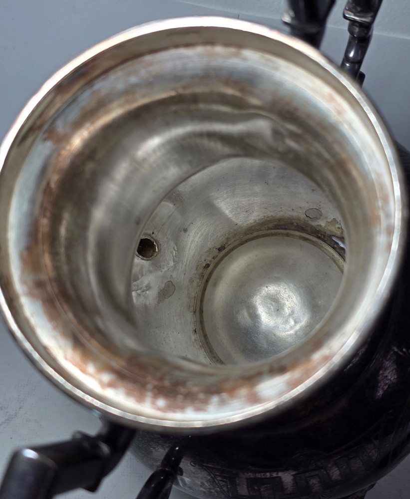 Exceptional Silverplate Coffee Server with Standing Figural Lion Top