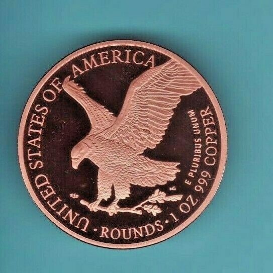 2021 AMERICAN SILVER EAGLE Type 2 COPPER Round 1 oz Coin Proof Design