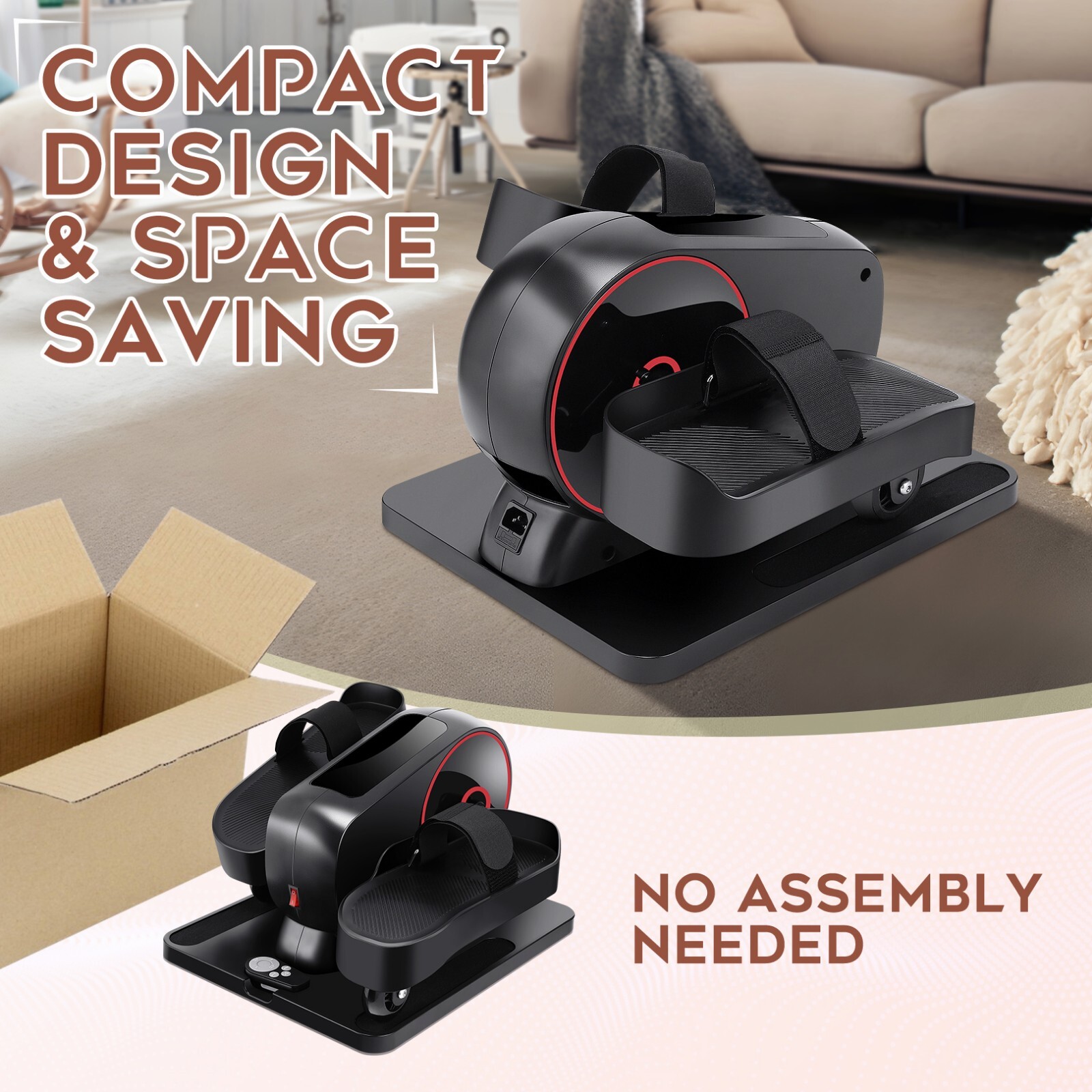 Under Desk Elliptical Ellipse Leg Exerciser with Display Monitor &Remote Control