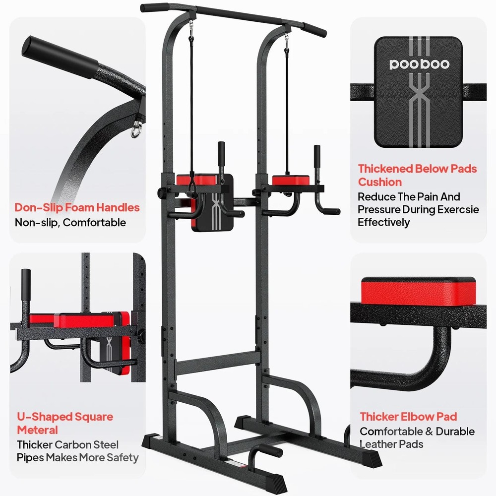 Home Gym Power Tower Workout Station Pull-Ups Dips Push-Ups Triceps ABS Back...