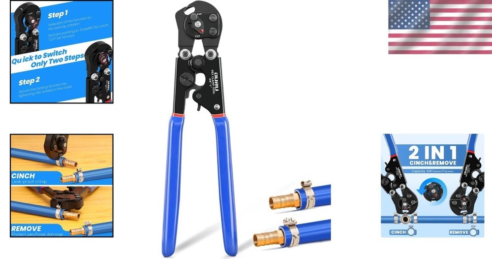 Long Handle Pex Pinch Tool - 2 in 1 Ratchet Function