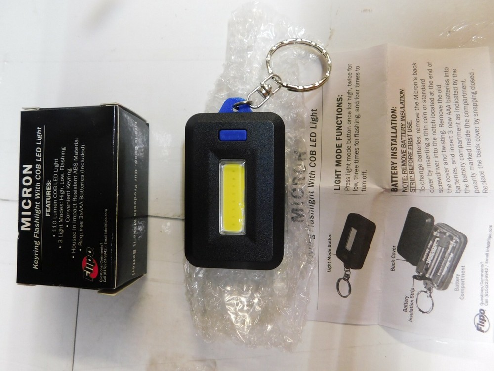 4 Assorted Colors Micron Keyring Flashlight from Flipo W/ Batteries