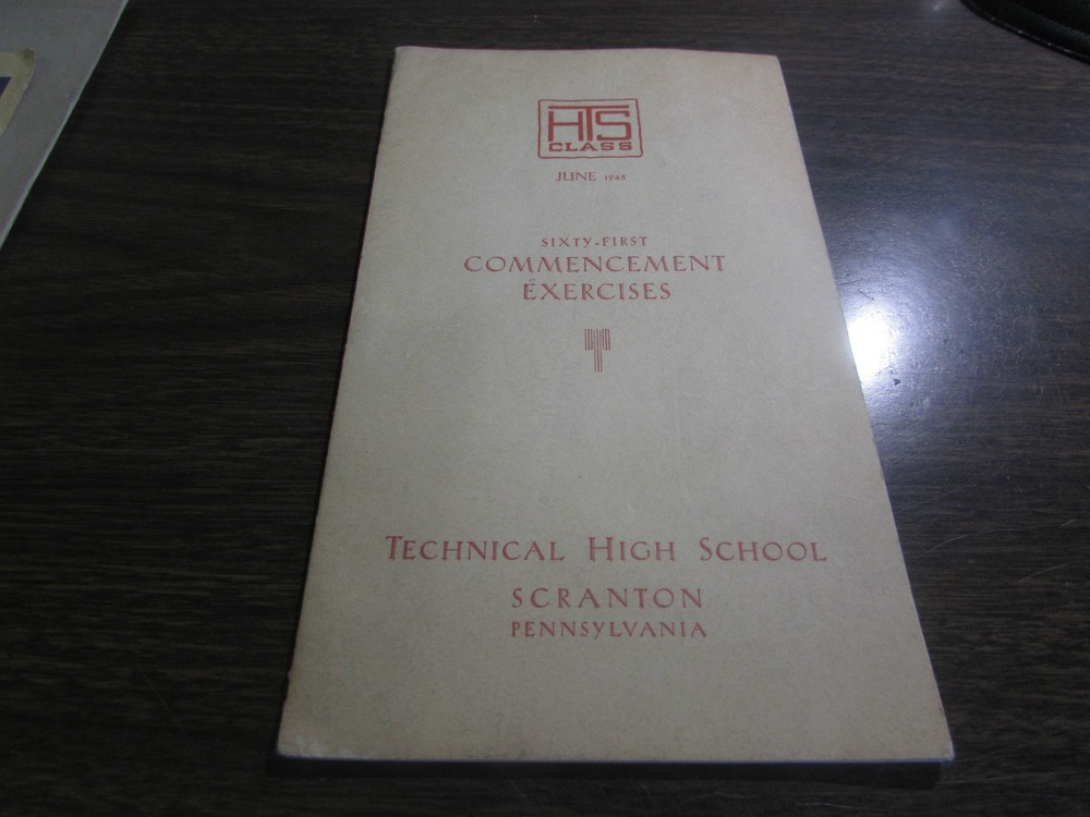 61st COMMENCEMENT EXERCISES - PROGRAM - JUNE 1943 - TECHNICAL H.S. SCRANTON  PA