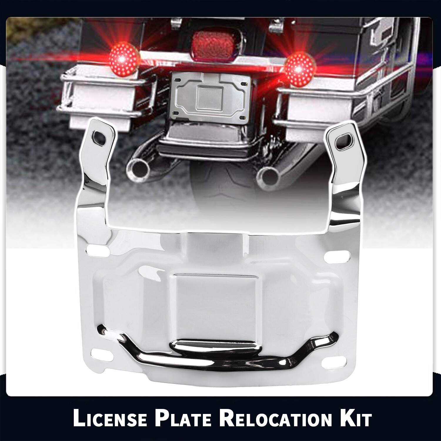 Chrome License Plate Relocation Mount Kit For Harley Tour Glide Ultra Classic