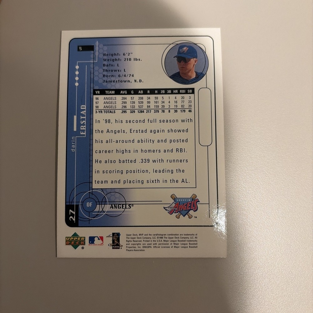 Darin Erstad Signed Autographed Baseball MLB with Upper Deck Card