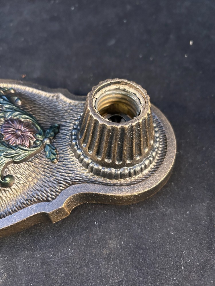 1920-30s cast Iron 2 light flush mount light fixture