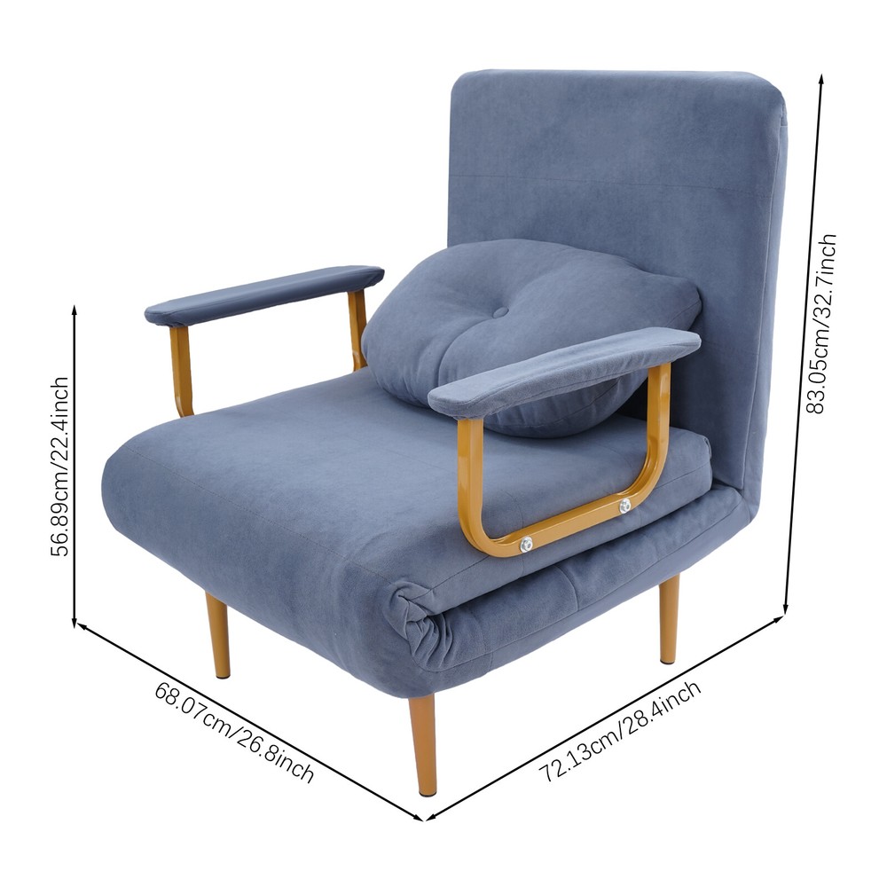 3-in-1 Convertible Chair Bed with Adjustable Backrest