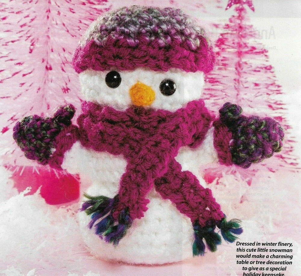 FESTIVE SNOWMAN DOLL 5" CHRISTMAS CROCHET PATTERN INSTRUCTIONS