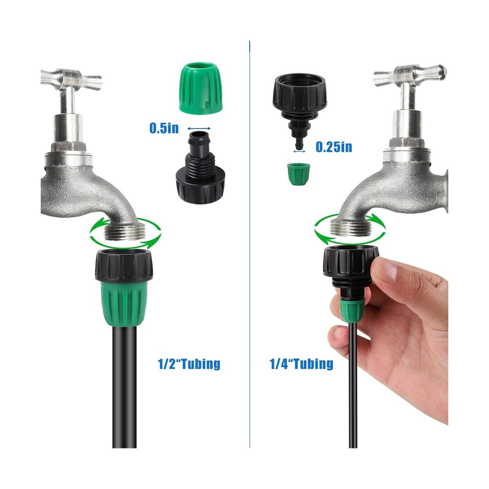 Leak-Proof Drip Irrigation Kit,Quick Connect Irrigation System, Lock Barbed G...