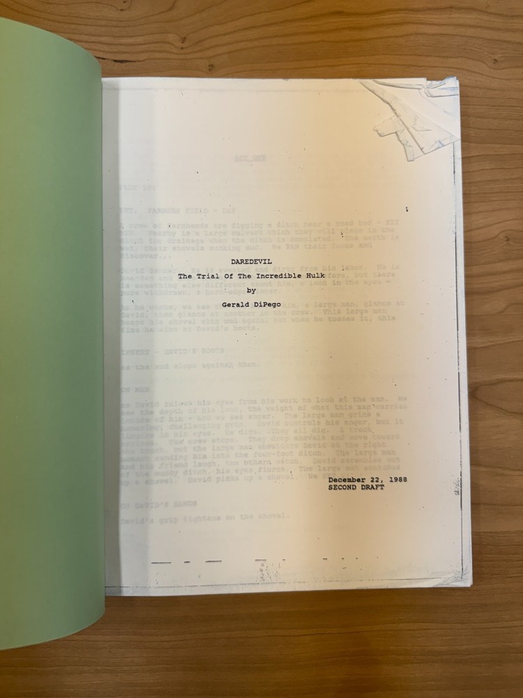 THE INCREDIBLE HULK - TV Movie Script 1989 Second Draft Daredevil