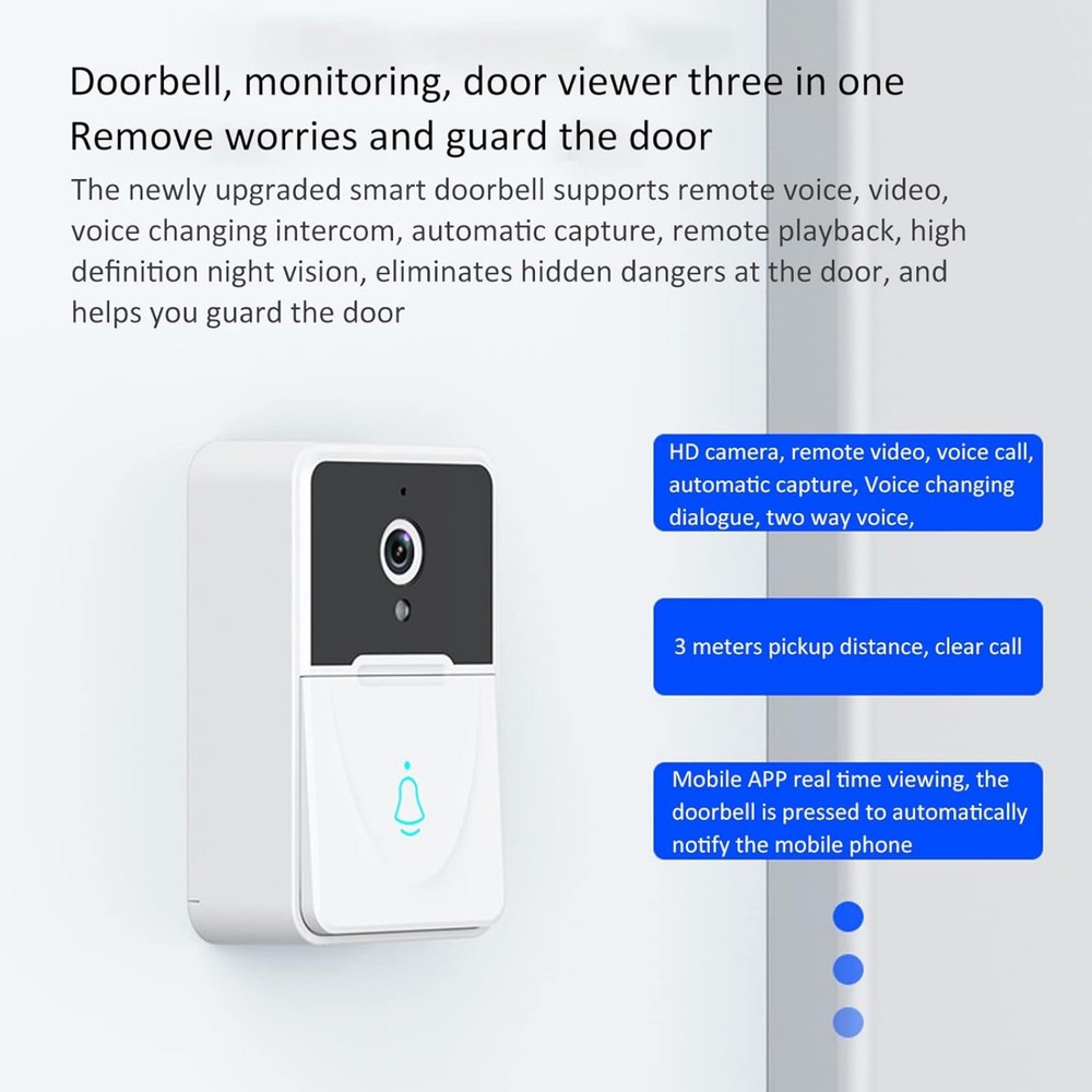Wireless Doorbell Camera WiFi Video Intercom Security With Motion Detection