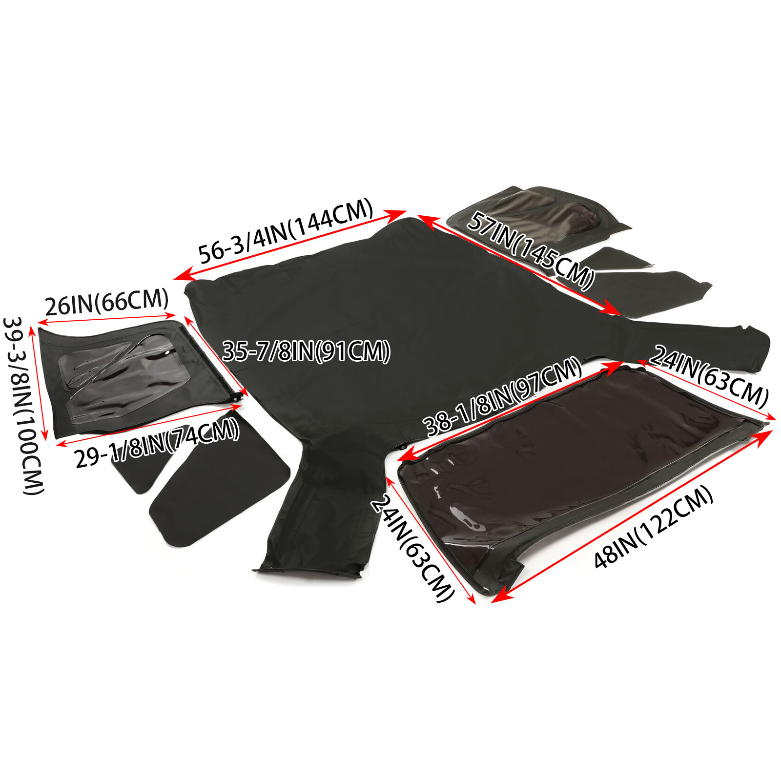 Kojem For 97-06 Jeep Wrangler TJ Soft top Sailcloth Replacement w/Tinted Windows