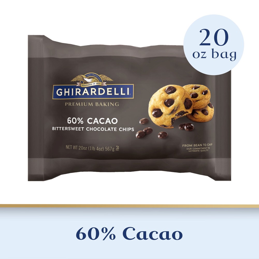 60% Cocoa Bittersweet Chocolate Premium Baking Chips, 20 oz Bag