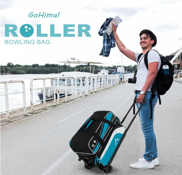 Double Roller 2 Ball Bowling Bag with Separate Shoe Compartment for Bowling