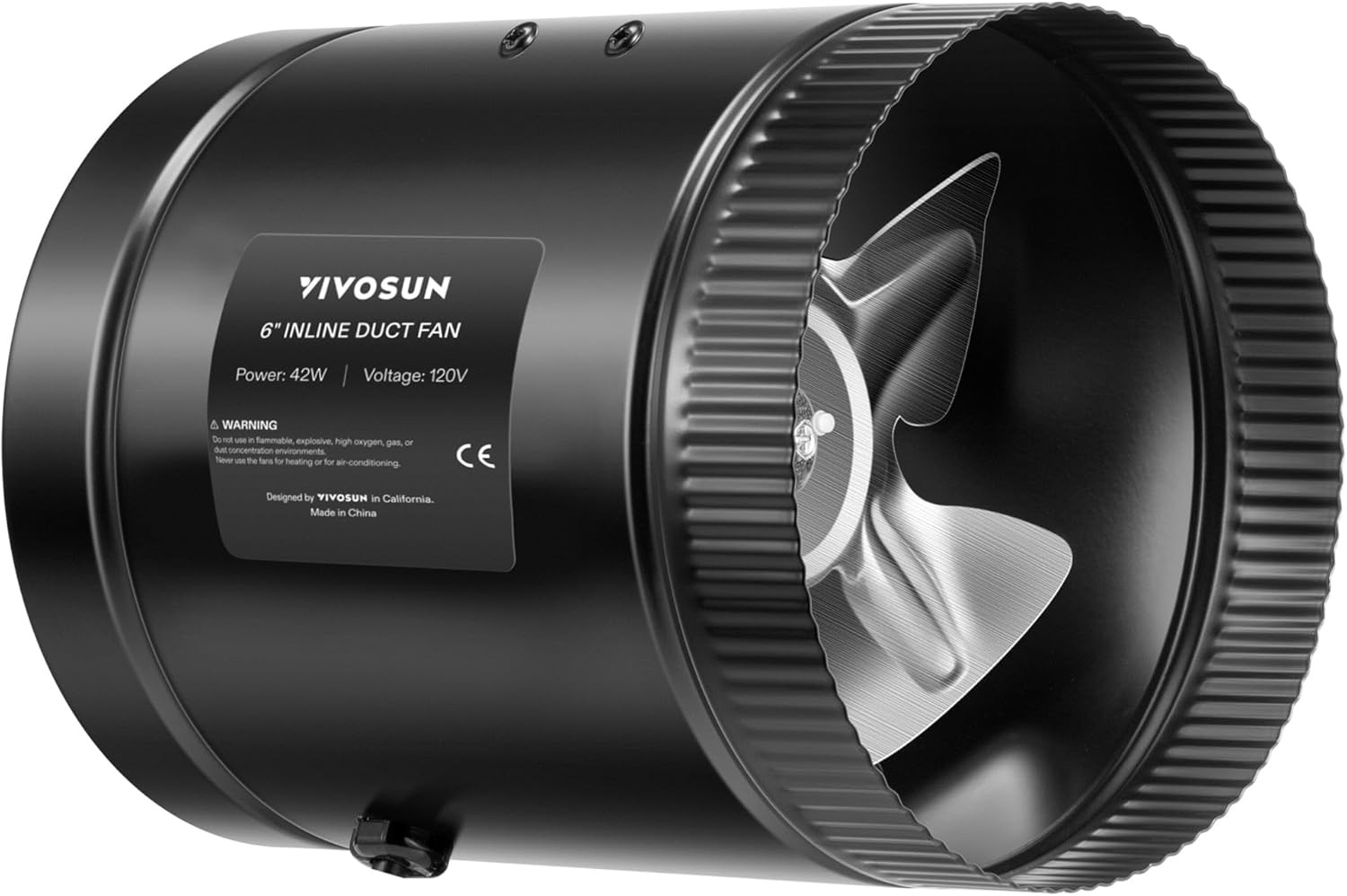 VIVOSUN Inline Booster Duct Fan 6” 240 CFM,HVAC Exhaust Ventilation Fan,Low Nois