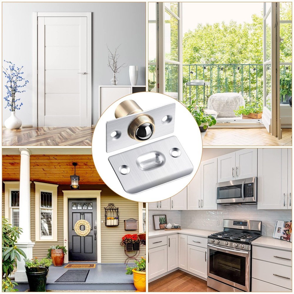 16 Pack Closet Door Ball Catch Hardware Adjustable with Silver