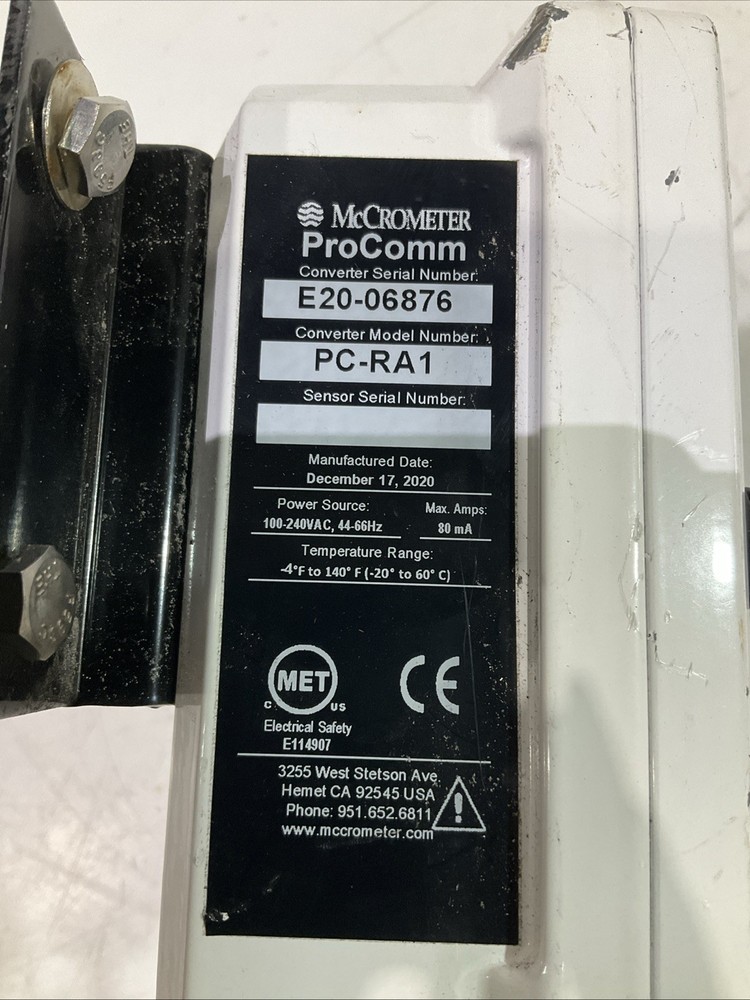 MCCROMETER PC-RA1 E20-06876 ELECTROMAGNETIC FLOWMETER CONVERTER K2M