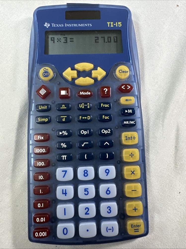 Texas Instruments TI-15 Explorer Elementary Calculator W/Slide Protective Cover