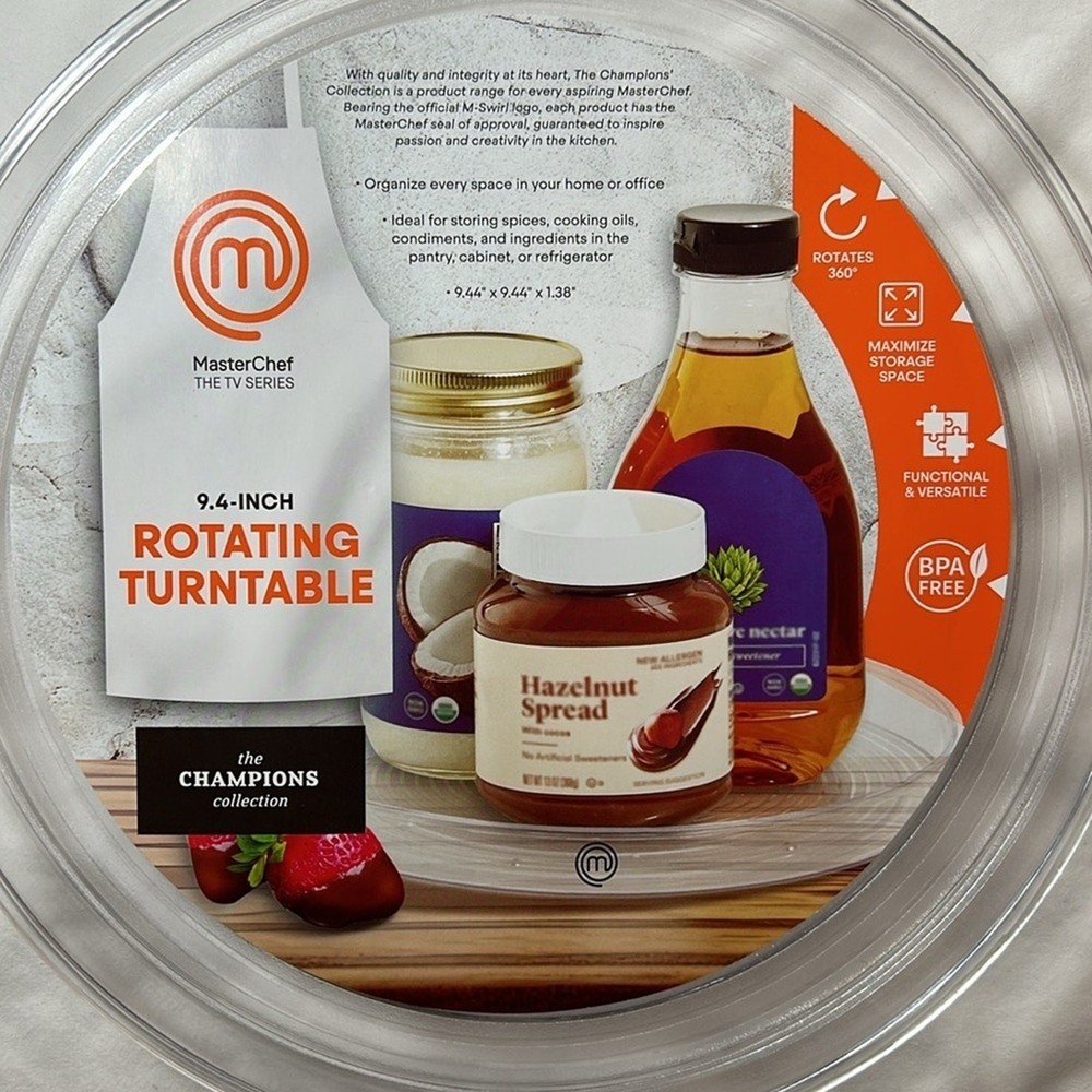 MasterChef Round Plastic Clear Turntable Food Storage Container for Kitchen