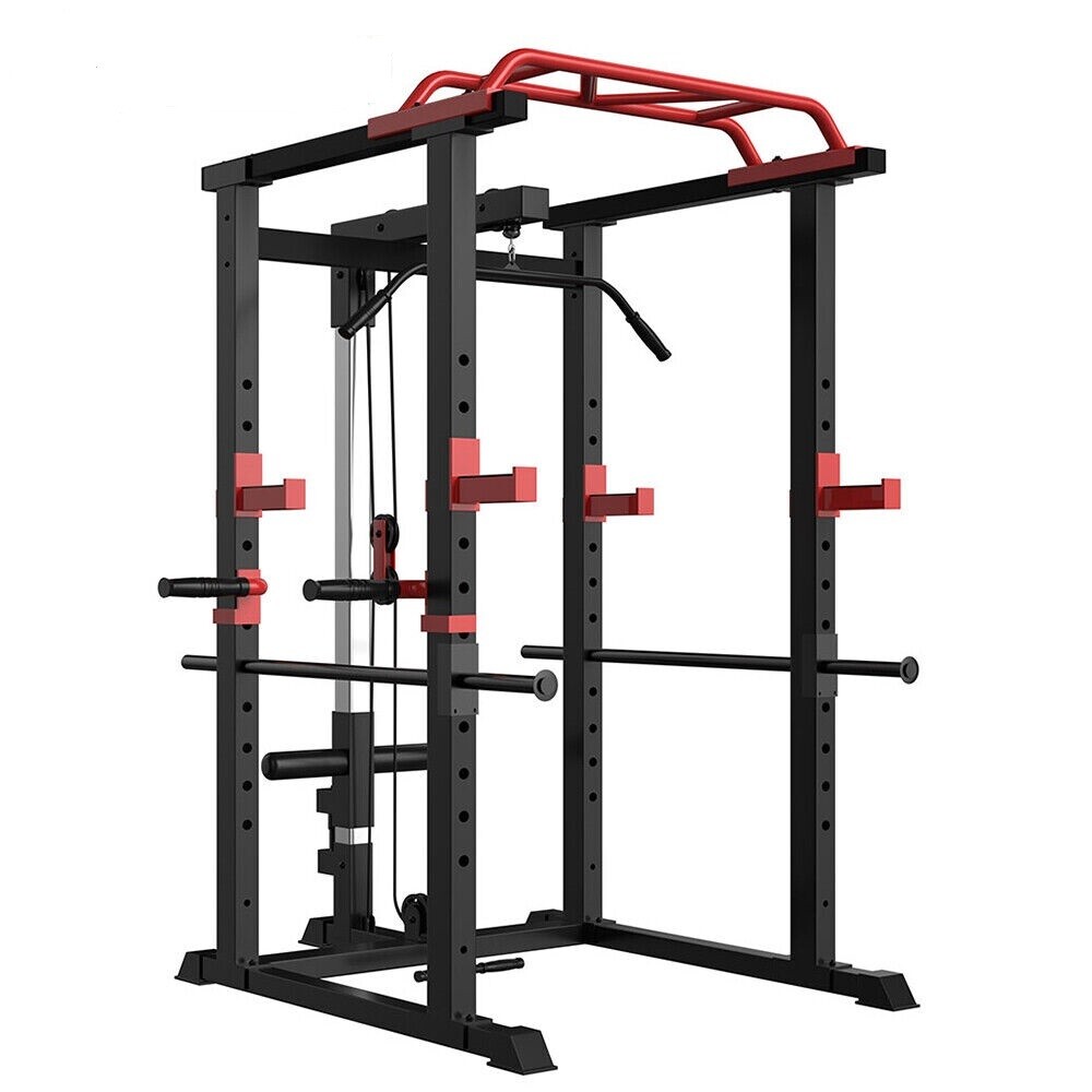 1000Lbs Capacity Multi-Functional Power Rack w Adjustable Pullup Squat Rack