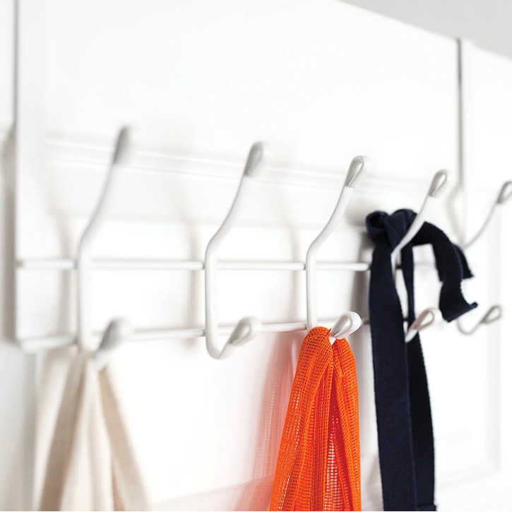 Over the Door Hook Rack – 2 Tier, White