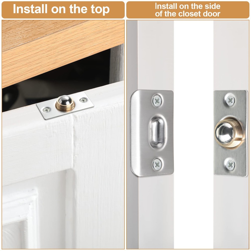 16 Pack Closet Door Ball Catch Hardware Adjustable with Silver
