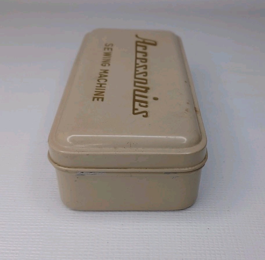 Vintage Sewing Machine Accessories Empty Tin Box