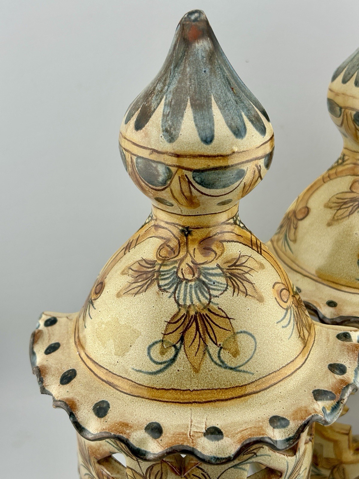 Vintage Portuguese Algarve Olaria de Almancil Pierced Ceramic Wall Lantern Alice