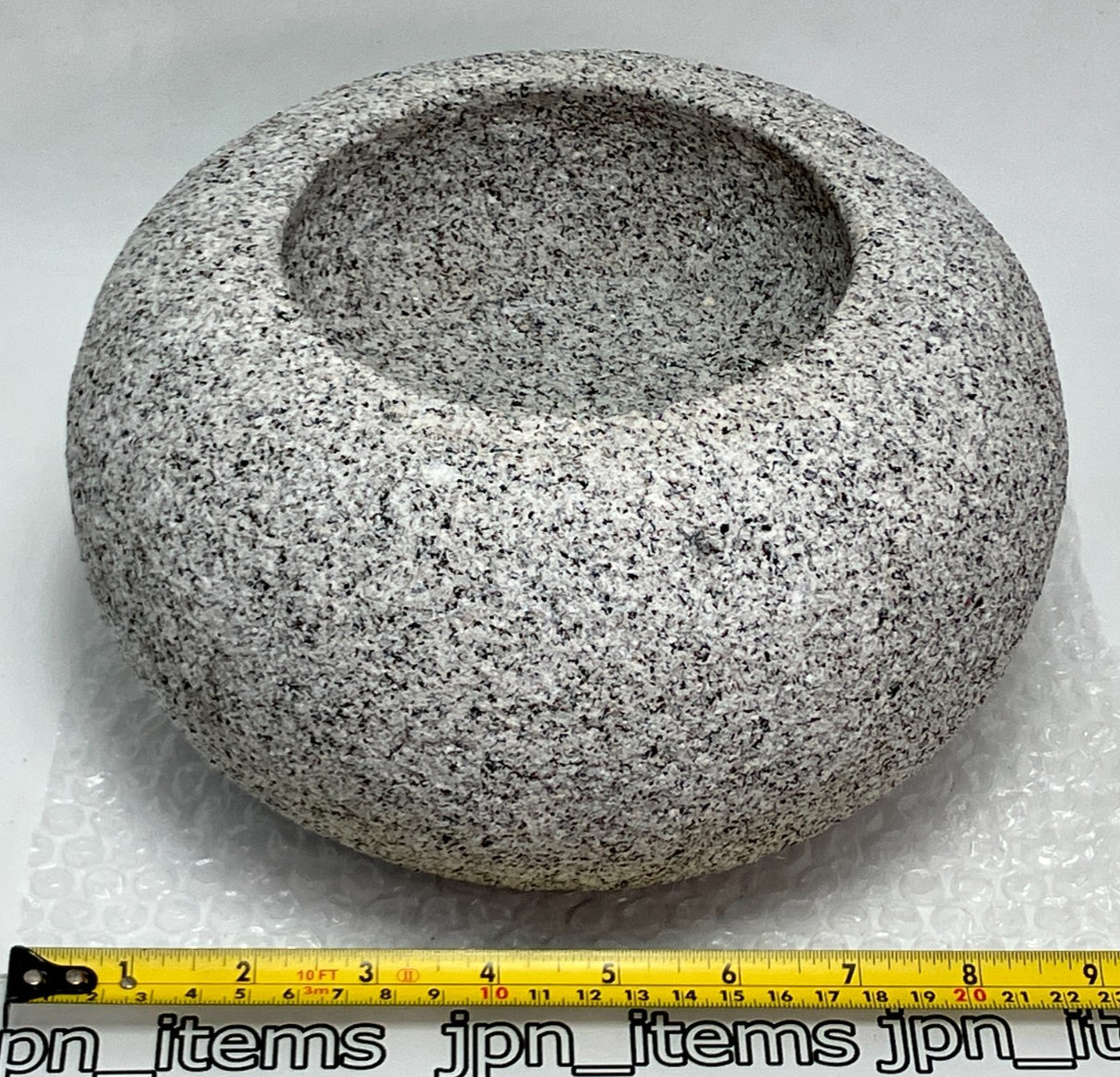 Small Granite Stone Water Bowl 8.6 in Chozubachi Japanese Garden Ornament Statue