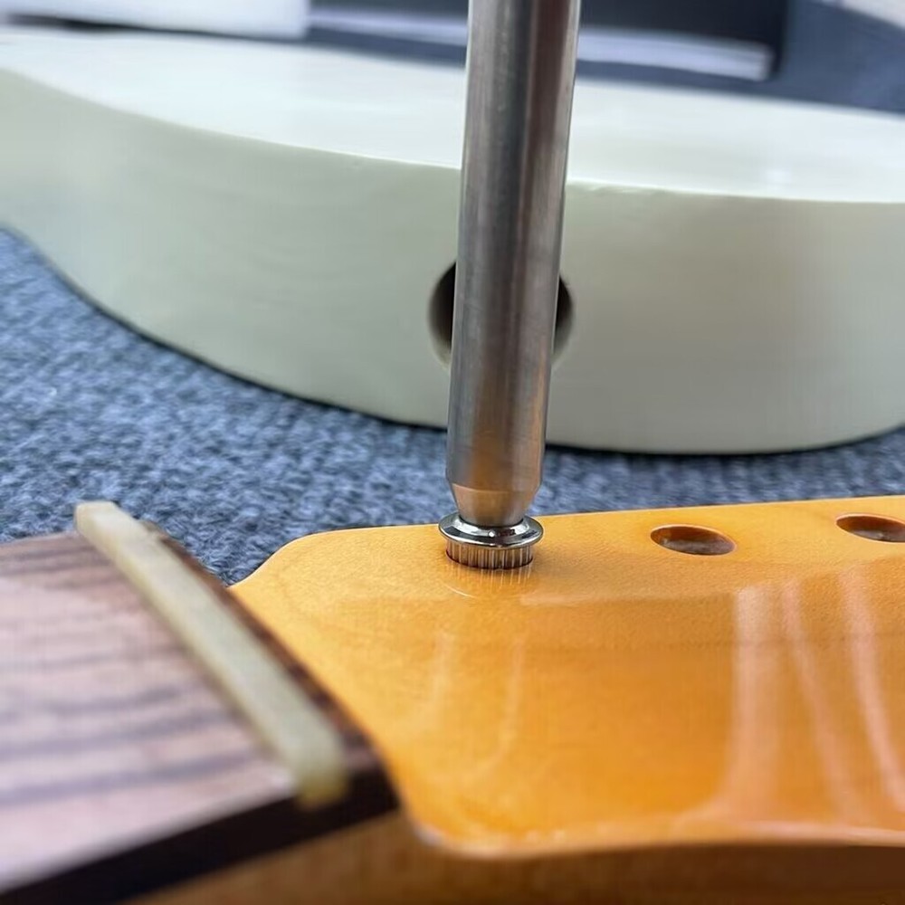 6Pcs Chrome String-Through Body Ferrules Install Tool for Stratocaster Tele TL